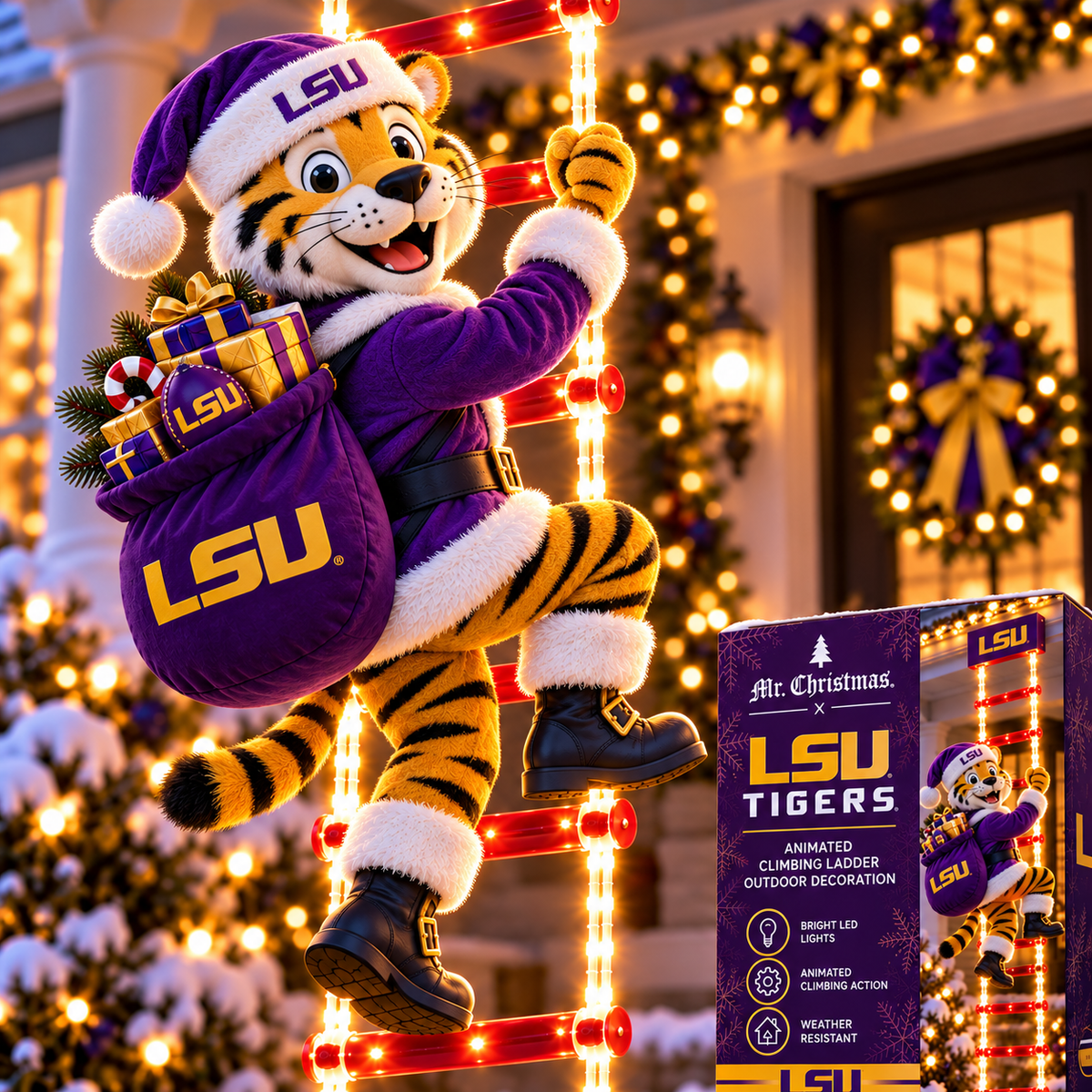 LSU Animated Climbing Ladder Christmas Decoration BMD
