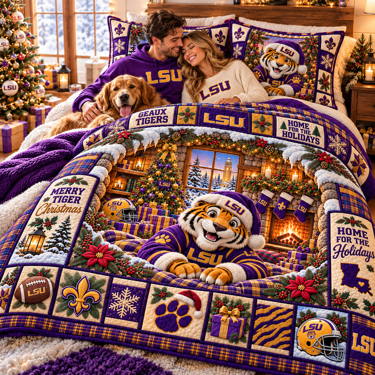 LSU 4 PIECES COVER BEDDING SET PDL (1 FITTED SHEET + 1 FLAT SHEET + 2 PILLOWCASES)